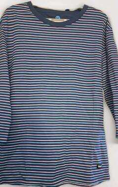 NWT Vast Surfer Tee Shirt Navy Multicolor Stripe Mens Large D50 Raglan New